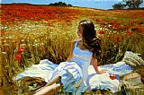 Poppies Canvas Paintings - Picnic amongst the Poppies